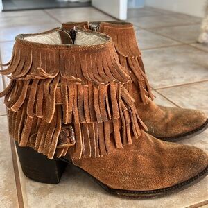 Freebird by Steven booties . Size 9 women’s  belle brown with fringe booties